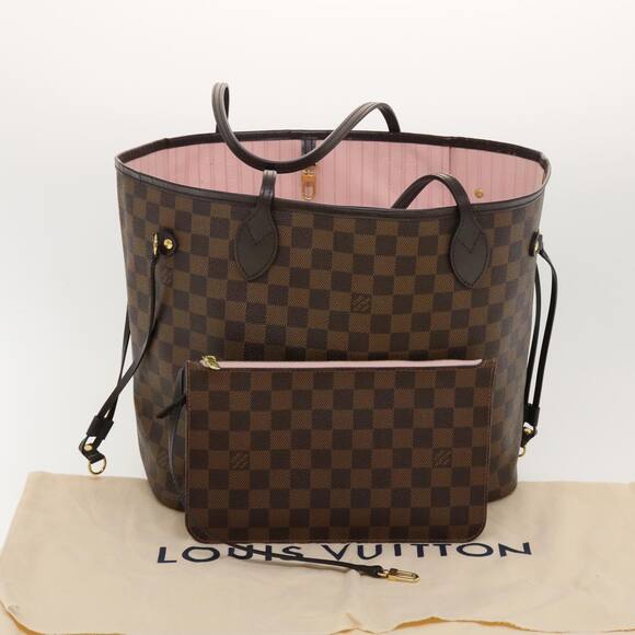 LOUIS VUITTON Damier Ebene Rose Valerine Neverfull MM Totebag N41603 - Picture 12 of 16